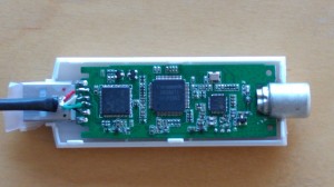 USB stick board after soldering cable to board